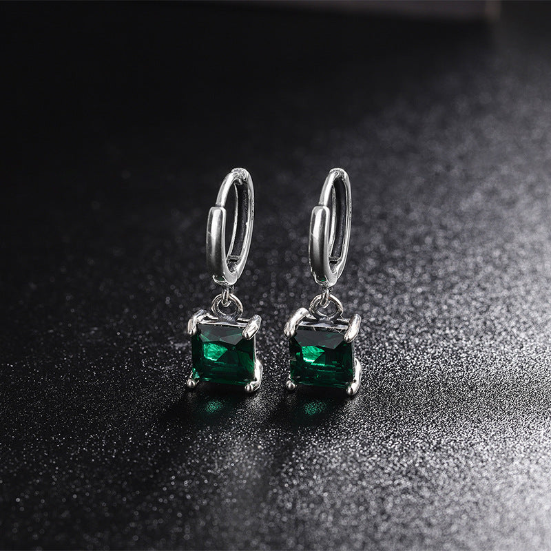 Boucles D'oreilles Carrées Vertes Luxe