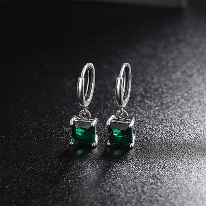 Boucles D'oreilles Carrées Vertes Luxe