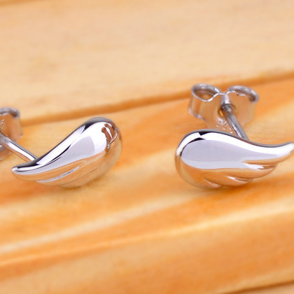 Angel Wings Silver Stud Earrings