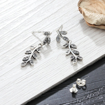 Boucles d'oreilles en argent sterling Feuilles d'arbre