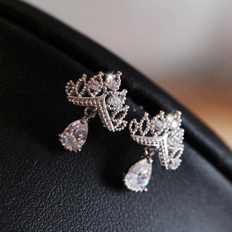 Crown Inlaid Zircon Earrings