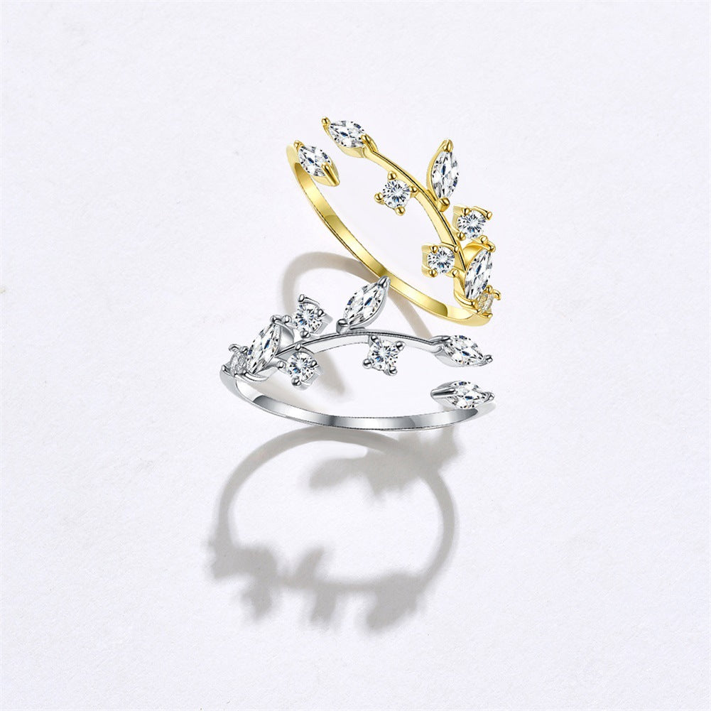 Bague Ouverte Feuille d'Argent