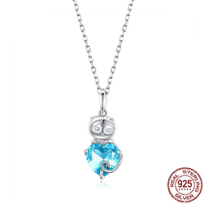 Blue Stone And Platinum Plated Sterling Silver Necklace