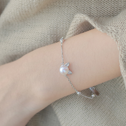 Bracelet Argent Perle Chat