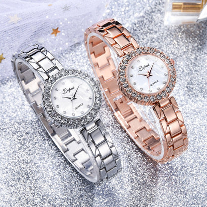 Set-Watch And Bracelet Encrusted With Crystals