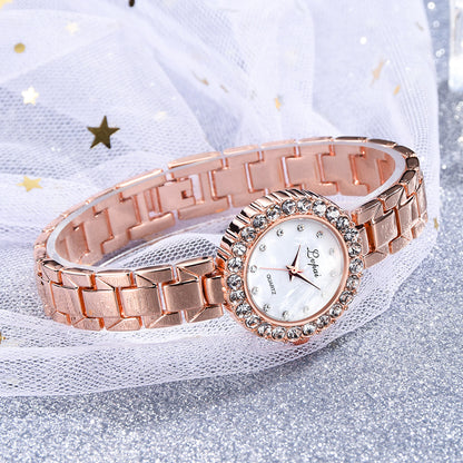 Set-Watch And Bracelet Encrusted With Crystals