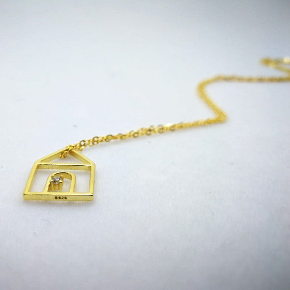 Sterling Silver House Pendant