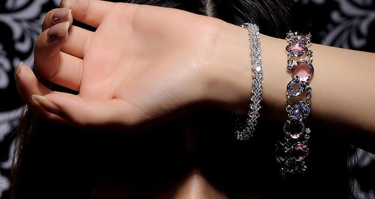 Pulsera de diamantes de plata