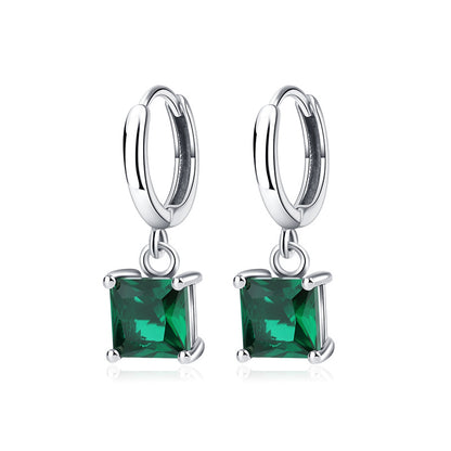 Boucles D'oreilles Carrées Vertes Luxe