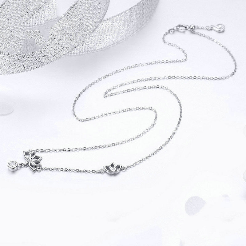 Collier de fleurs de lotus en argent sterling