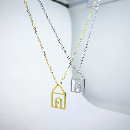 Sterling Silver House Pendant