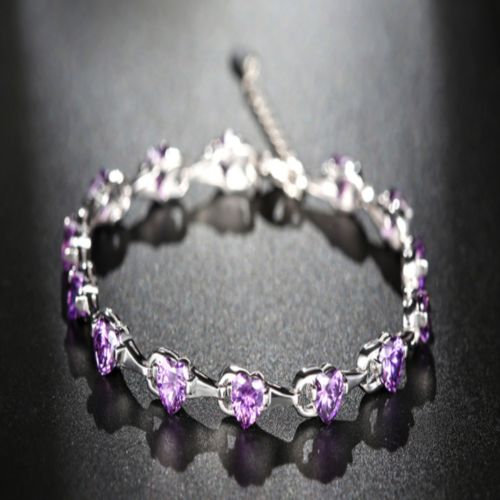 Bracelet en argent sterling incrusté de diamant violet