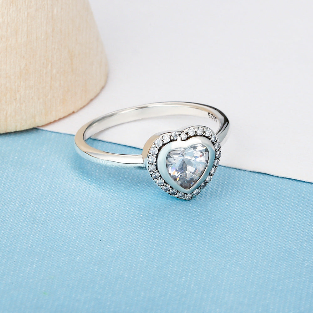 Bague en argent sterling en forme de coeur