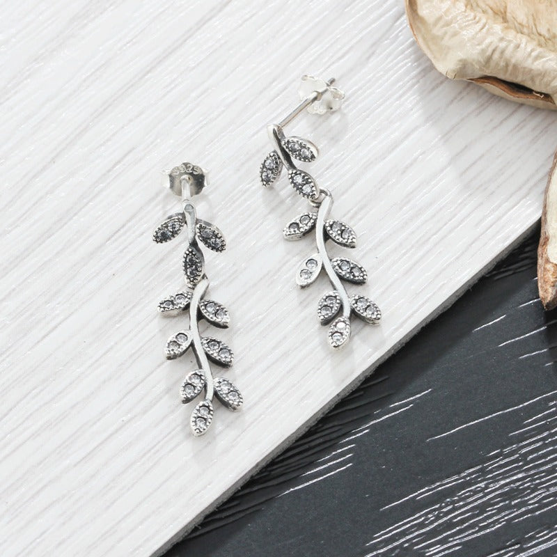 Boucles d'oreilles en argent sterling Feuilles d'arbre