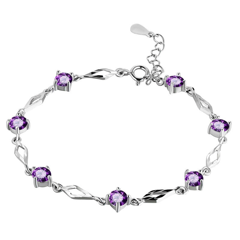 Pulsera de gemas de plata esterlina