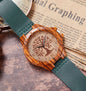 Montre en bois avec bracelet en cuir