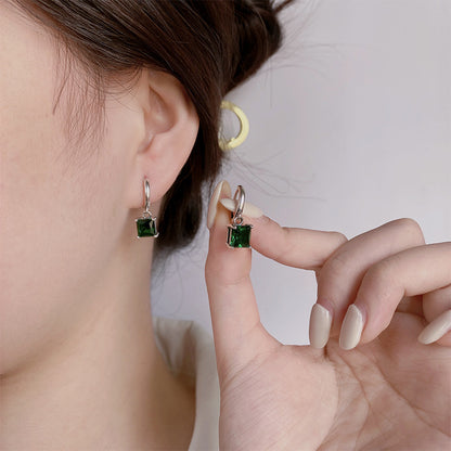 Boucles D'oreilles Carrées Vertes Luxe