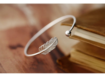 Feather Shaped Silver Bracelet