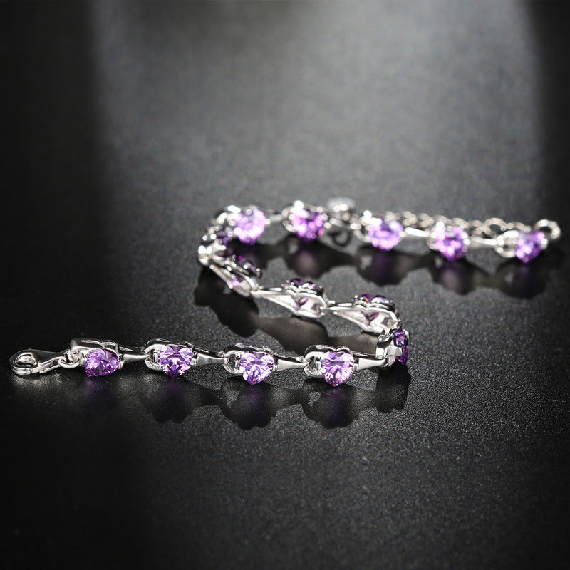 Bracelet en argent sterling incrusté de diamant violet