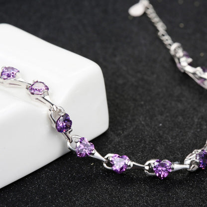 Bracelet en argent sterling incrusté de diamant violet