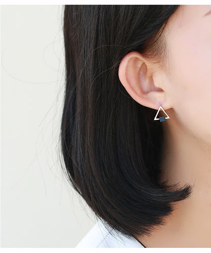 Geometric Triangle Black Earring