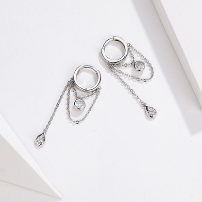 Boucles d'oreilles longues en argent sterling plaqué platine