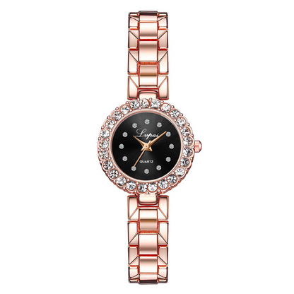 Set-Watch And Bracelet Encrusted With Crystals