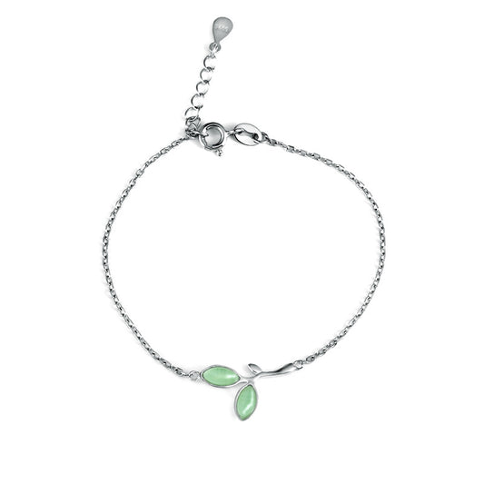 Bracelet de cheville feuille verte