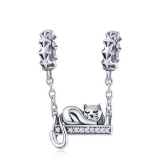 Pendentif chat en argent sterling réglable