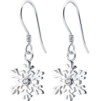 Boucles d'oreilles longues flocon de neige