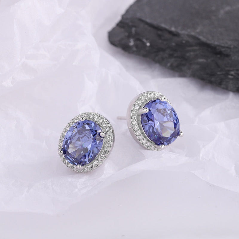 Boucles d'oreilles Zirconium Bleu