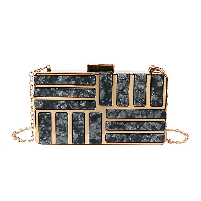 Sequined Stone Box Bag One-Shoulder