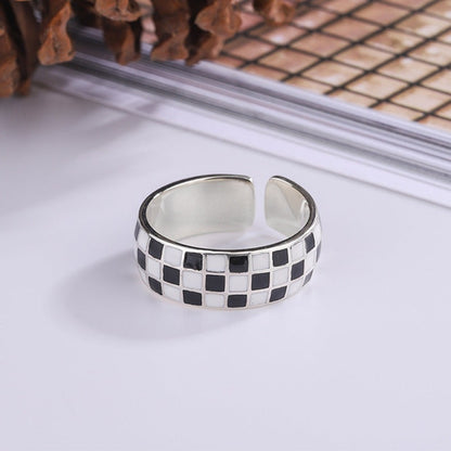 Bague motif damier