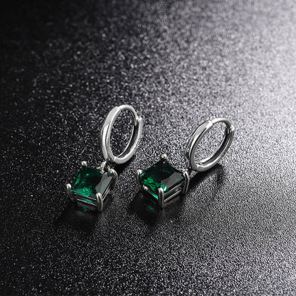 Boucles D'oreilles Carrées Vertes Luxe