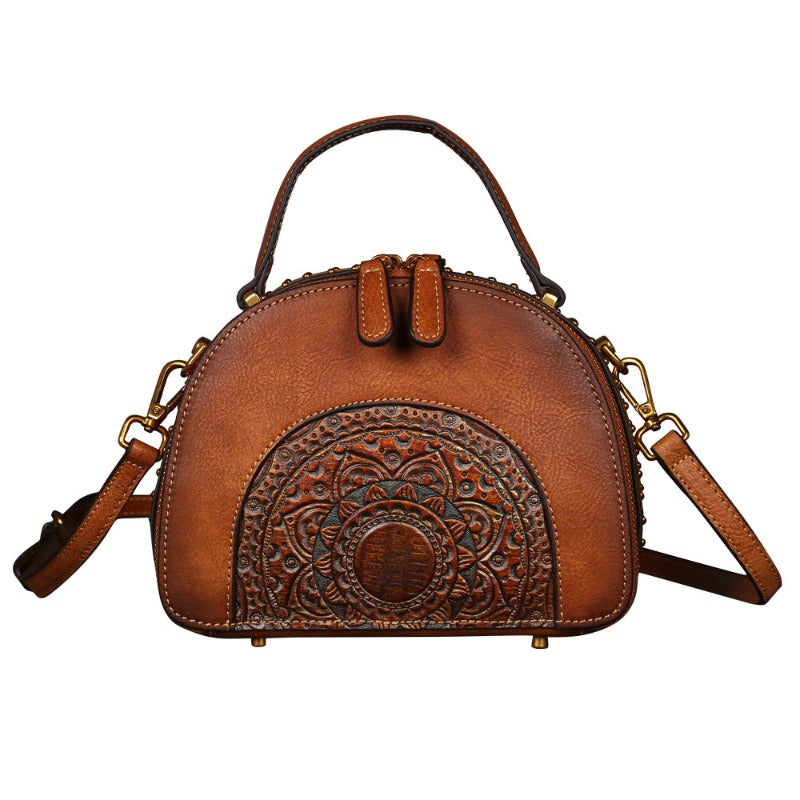 Vintage Leather Handbag Suede Cowhide