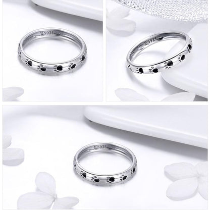 Ring With Engraved Puppy Footprints Puppy