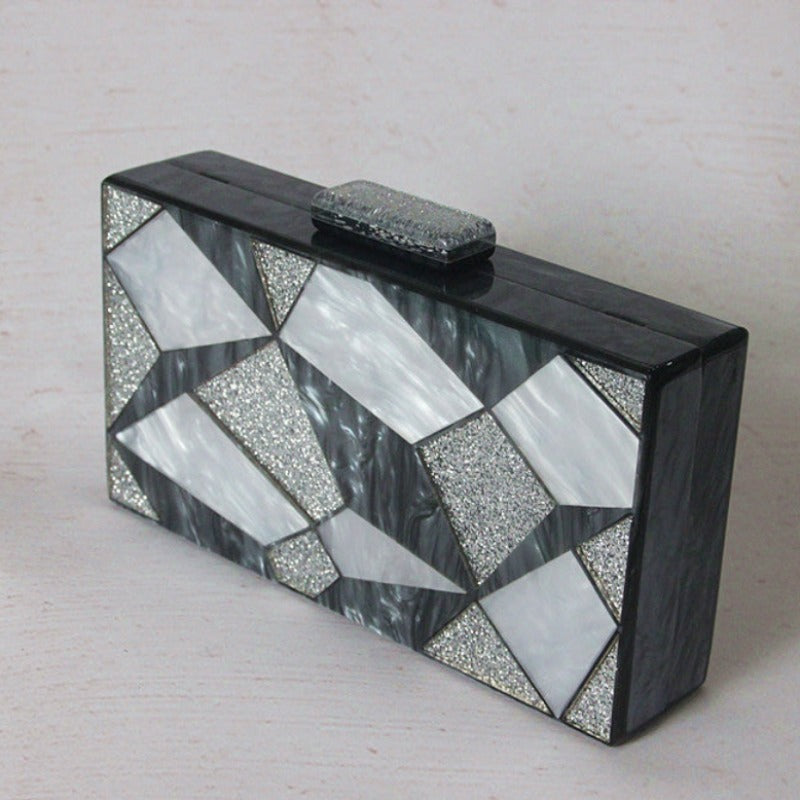 Black And White Contrast Acrylic Clutch