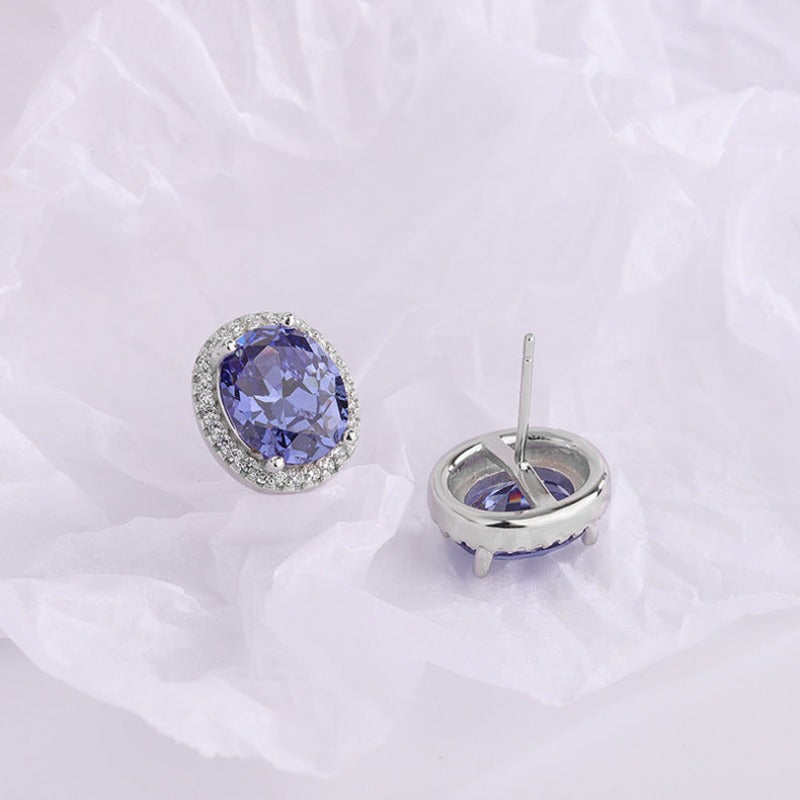 Boucles d'oreilles Zirconium Bleu