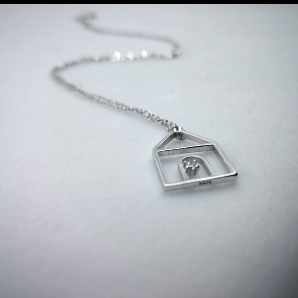 Sterling Silver House Pendant