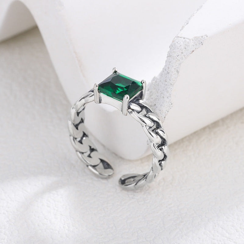 Chain Emerald Ring