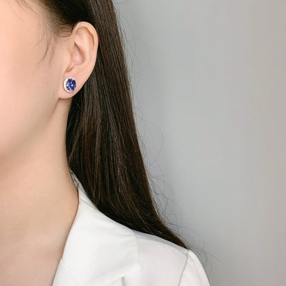 Boucles d'oreilles Zirconium Bleu