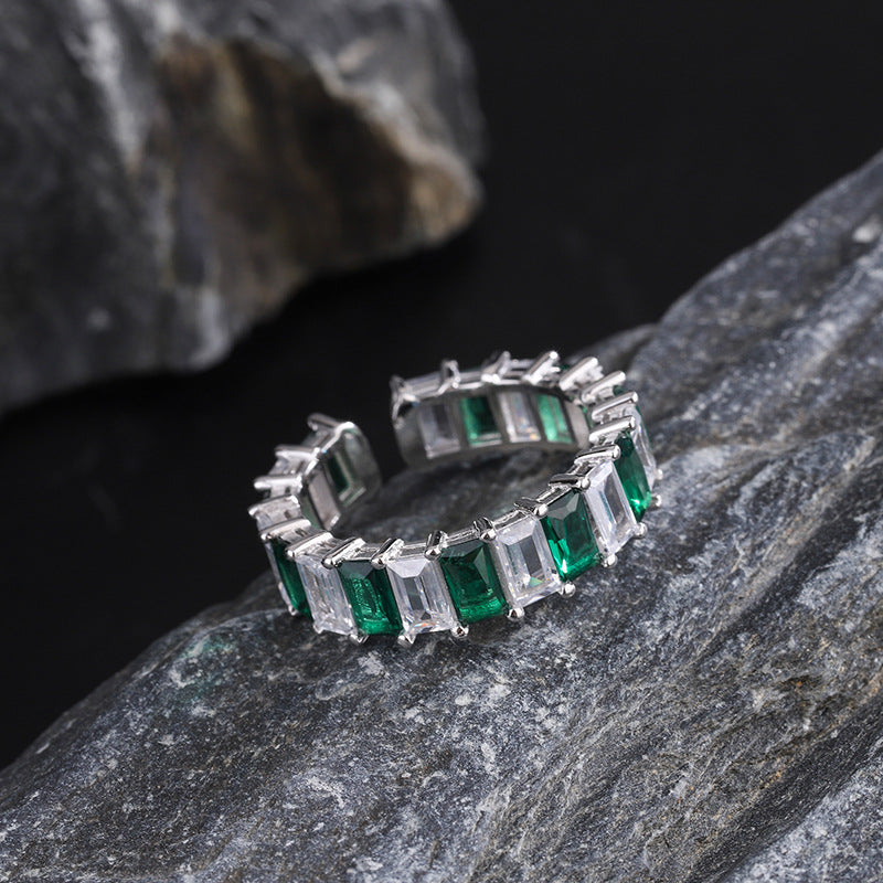 Niche Design Square Diamond Emerald Ring