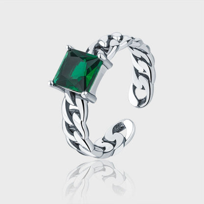 Anillo de cadena con esmeralda