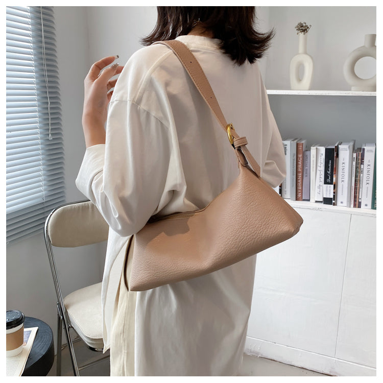 Solid Color One-Shoulder Bag