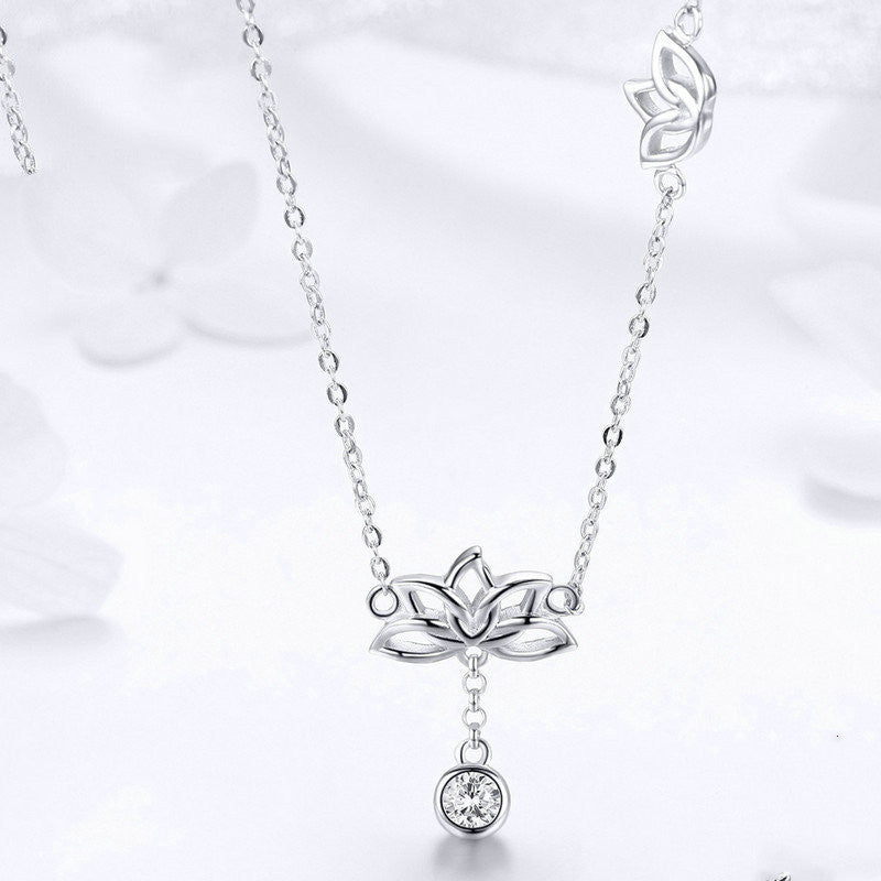 Collier de fleurs de lotus en argent sterling