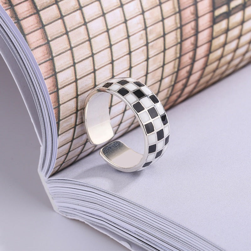 Bague motif damier